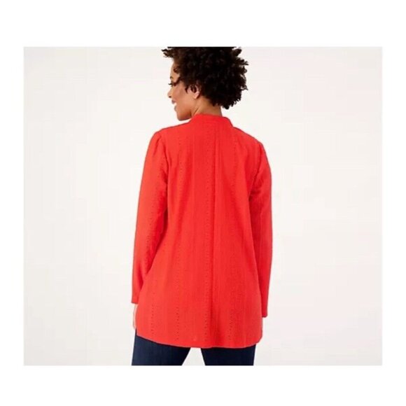 Susan Graver Eyelet Knit Cardigan With Liquid Knit Tank Size S Sea Coral A593351 - Picture 2 of 16